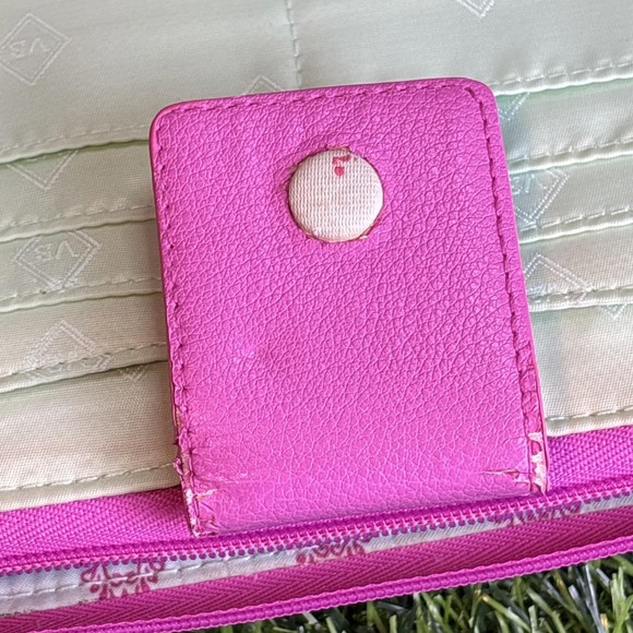 Vera Bradley Floral Quilted Zip Around Wallet Pink Multicolor w/ Wear - Picture 5 of 11